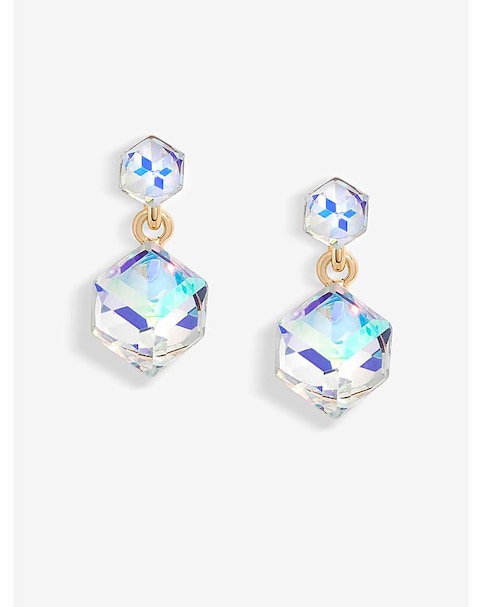 Jon Richard Radiance Collection Rose Gold Plated Aurora Borealis Cube Earrings