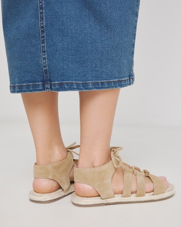 Serenity Suede Lace Up Flat Espadrille Sandals Wide E Fit