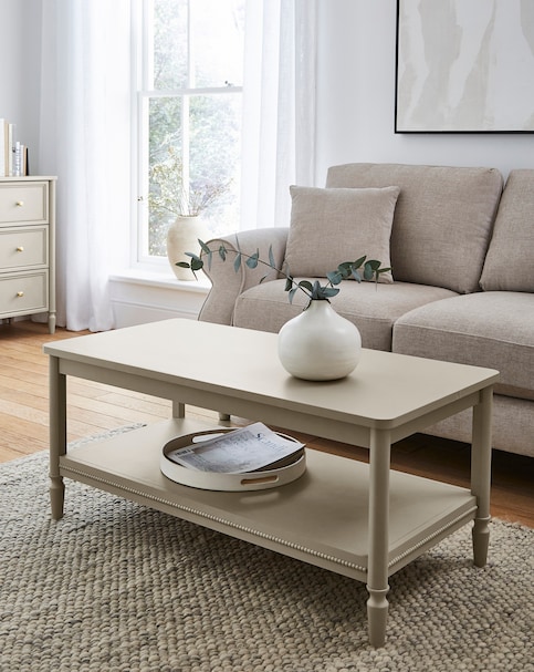 Darcy Bobbin Trim Coffee Table With Open Shelf