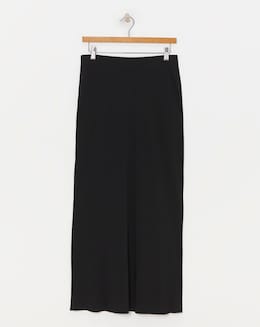 Black Jersey Pull On Maxi Slip Skirt