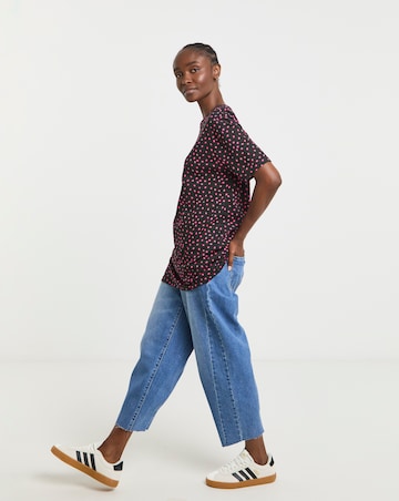 Pink Spot Print Longline Oversized Tee