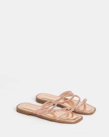 Daffodil Sparkly Asymmetric Flat Mule Sandals - Wide Fit (E)