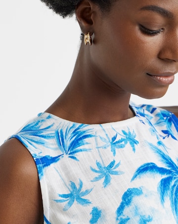 Palm Print Linen Shift Dress