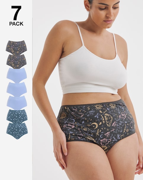 Pretty Secrets (7 Pack) Cotton Full Fit Brief Knickers Star Print