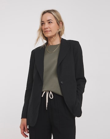 Black Linen Mix Blazer
