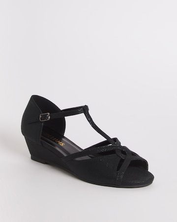 Closed Back T Bar Wedge Occasion Sandal - Wide Fit (E)