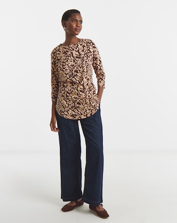 Longline Curved Hem 3/4 Sleeve Top