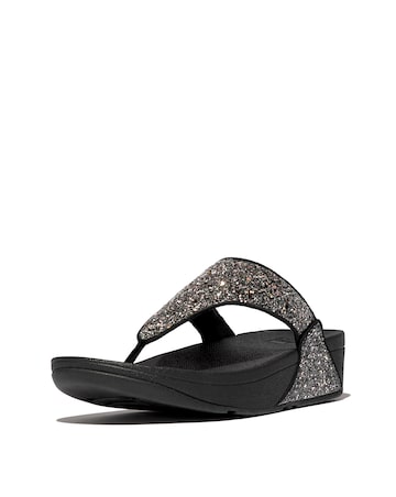 Fit Flop Black Multi Lulu Glitter Toe-Post Sandals -Standard Fit (D)