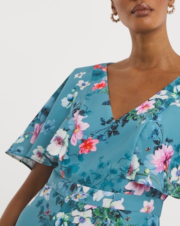 Joanna Hope Floral Print Angel Sleeve Dress