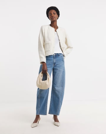 Collarless Boucle Blazer