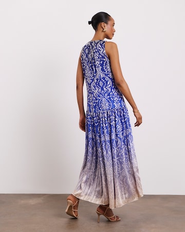 Joanna Hope Printed Halter Neck Dress With Metallic Thread