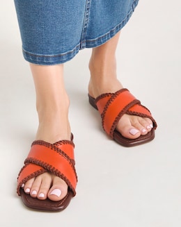 Miley Leather Crossover Slide - Extra Wide Fit (EEE)