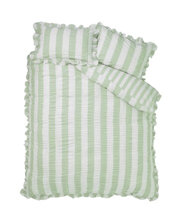 Catherine Lansfield Seersucker Frill Stripe Duvet Cover Set