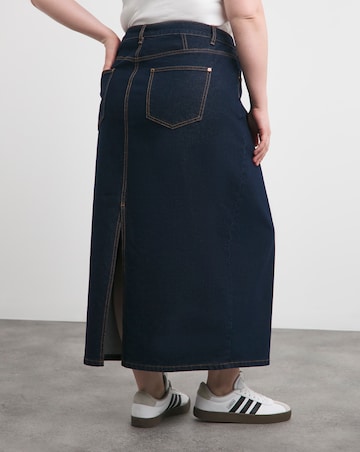 Indigo Contrast Stitch Maxi Skirt
