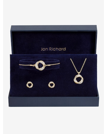 Jon Richard Gold Plated and Crystal Open Knot Set - Gift Box