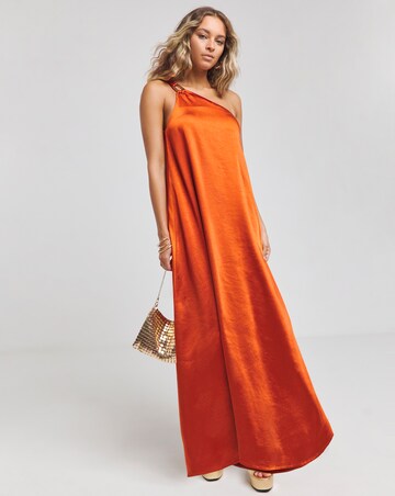 Simply Be Burnt Orange Satin One Shoulder Maxi Dress