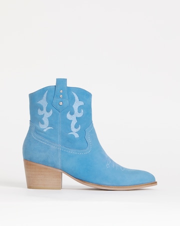 Joe Browns Blue Embroidered Suede Cowboy Boot -Wide Fit (E)