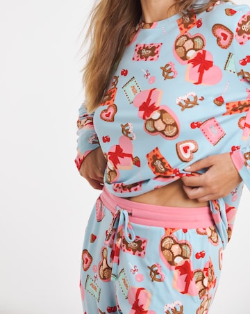 Chelsea Peers Classic Crew Neck Pyjama Set Chocolate Box Print