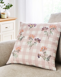 Willow Embroidered Checked Cushion