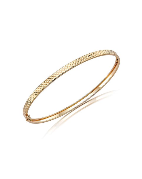 9ct Gold Diamond Cut Flat Tube Bangle