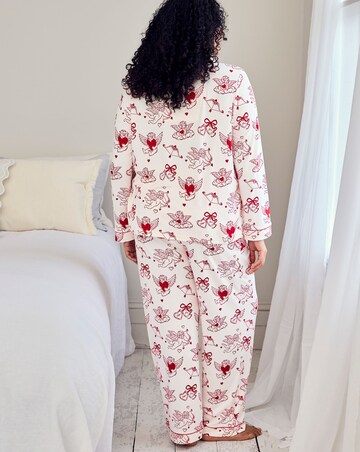 Chelsea Peers Classic Button Up Pyjama Set Valentines Cherub Print