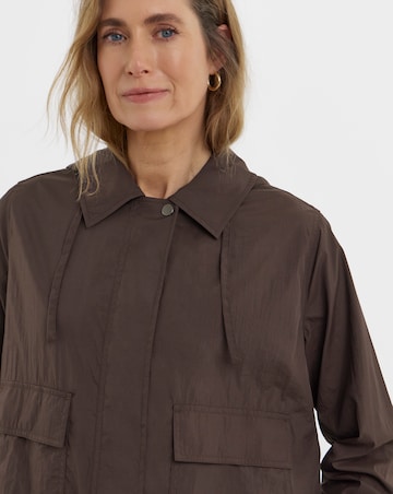 Chocolate Hooded Tech Rain Jacket