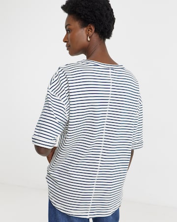 Stripe Longline Short Sleeve Sweatshirt