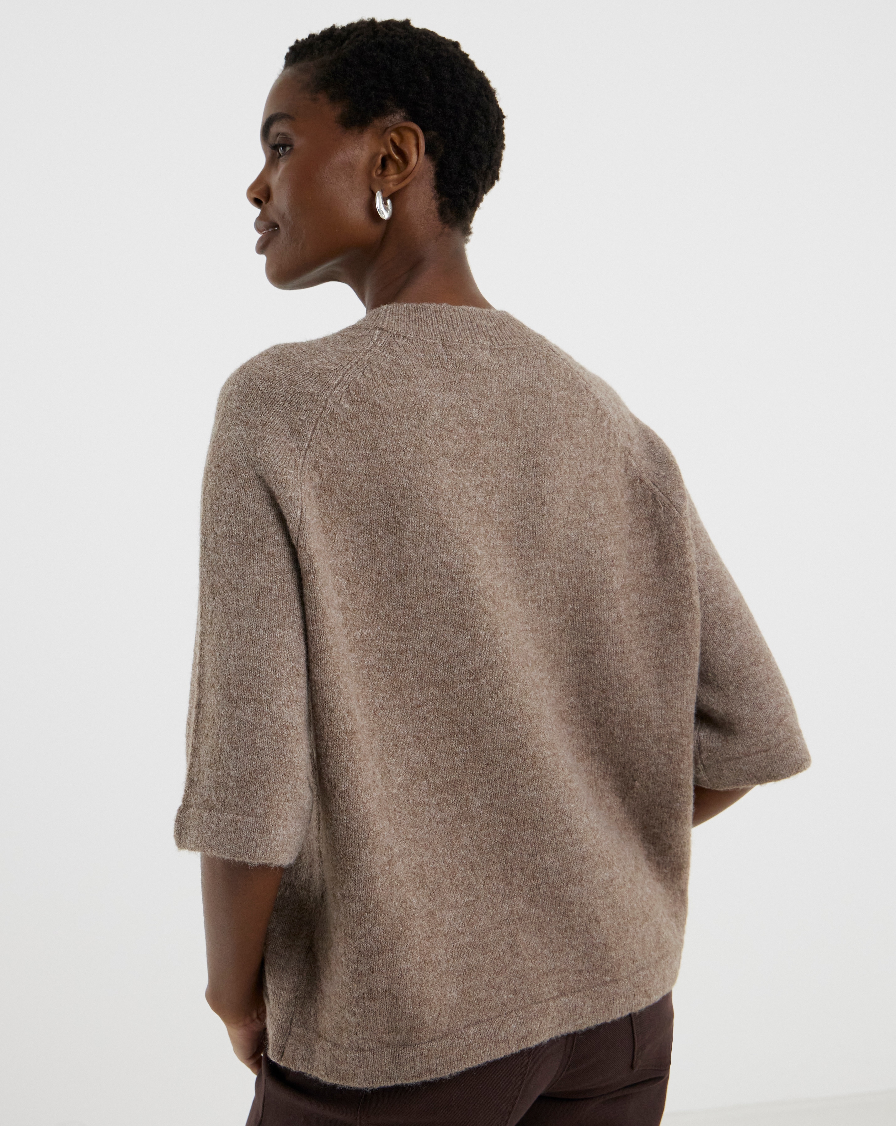 Cosy Yarn Mocha Short Sleeve Jumper | Ambrose Wilson