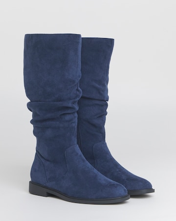 Pebble Knee High Ruched Boots - Wide Fit (E) & Super Curvy Calf