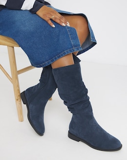 Pebble Knee High Ruched Boots - Extra Wide Fit (EEE) & Standard Calf