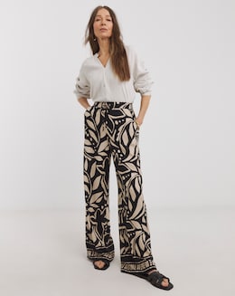Mono Print Wide Leg Trousers