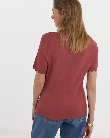 Scallop Hem Short Sleeve Jumper