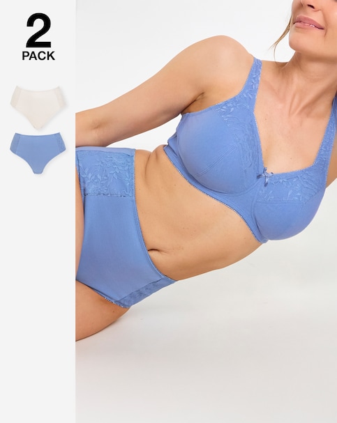 Pretty Secrets (2 Pack) New Sarah Cotton Full Fit Knickers Blue/Cream