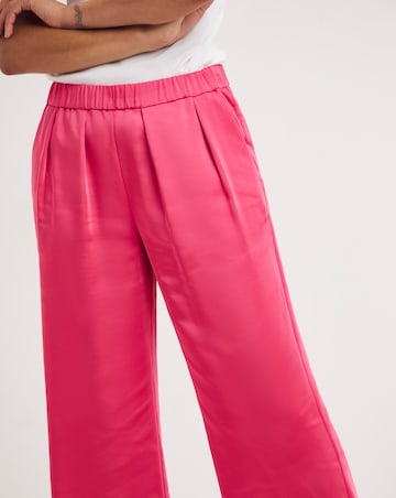 Pink Satin Trousers with Pull On Waist