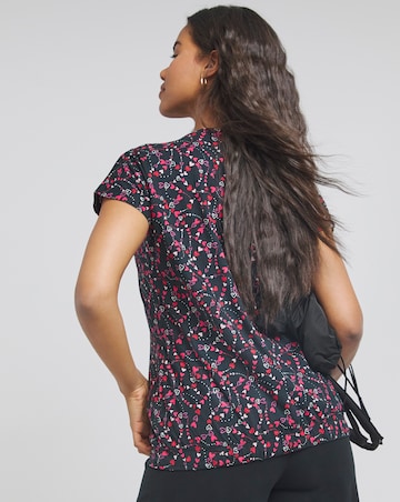 Heart Print Drawcord Hem Top