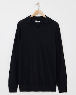 Black Textured Revere Polo