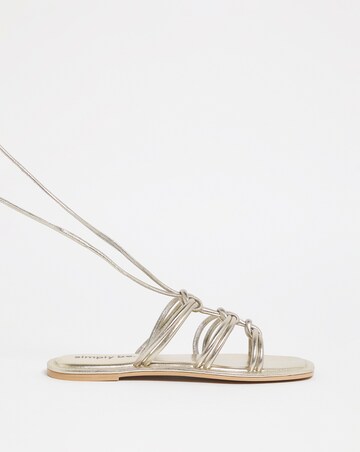 Opal Metallic Knotted Ankle Tie Flat Sandals - Wide Fit (E)