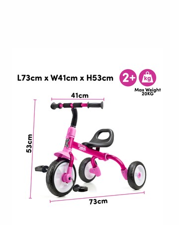 Xootz Switch Rider Folding Balance Bike Trike - Pink