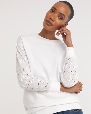 Broderie Long Sleeve Crew Neck Sweatshirt