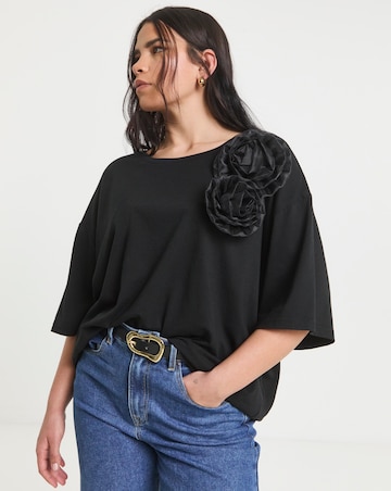 Simply Be Black Rosette T-Shirt