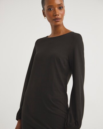 Soft Touch Balloon Sleeve Jersey A-Line Dress