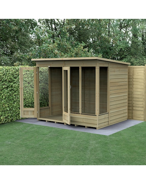 Forest 4LIFE Pent Summerhouse 8x6 - Double Door - 4 Window (Home Delivery)