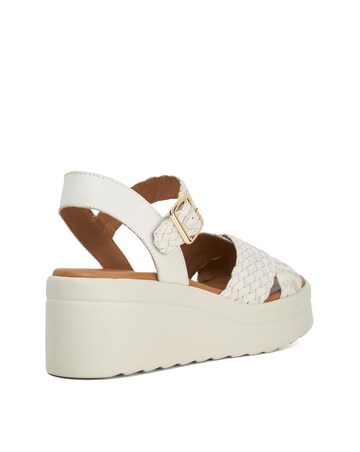 Dune Kinleys Ecru Leather Woven Flatform Sandals - Standard Fit (D)