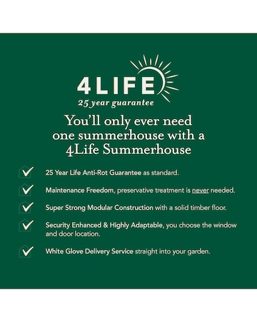 Forest 4LIFE Pent Summerhouse 8x6 - Double Door - 4 Window (Home Delivery)