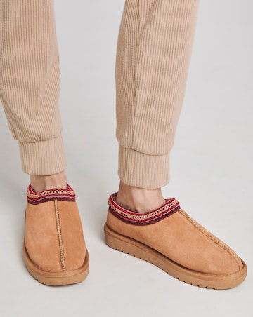 Reese Suede Embroidery Mule Slipper Wide E Fit