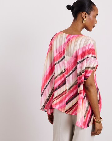 Joanna Hope Pink Stripe Asymetric Blouse
