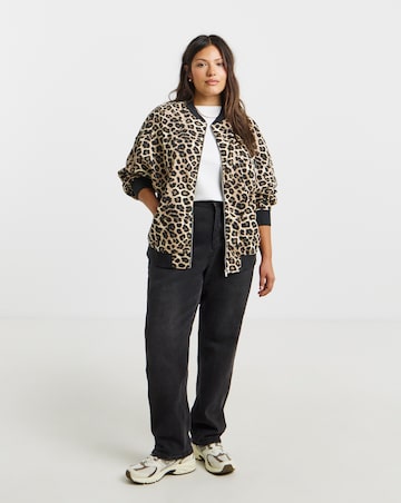 Leopard Print Zip Through Bomber