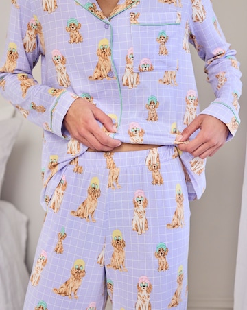 Chelsea Peers Classic Button Up Pyjama Set Spa Dogs Print