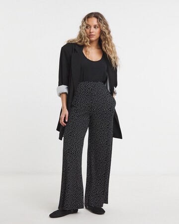 Simply Be Mono Spot Jersey Wide Leg Trouser