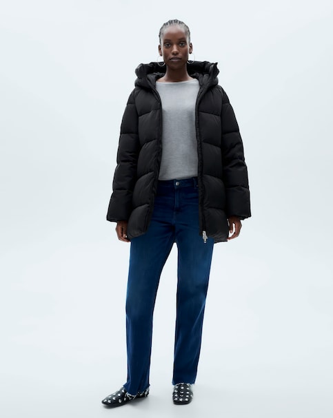 Mango Quilted Anorak Puffer with Hood